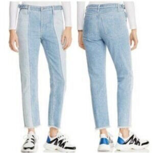 AG Adriano Goldschmied Jeans Two Tone High Rise Straight Crop 25 26x26 Isabelle